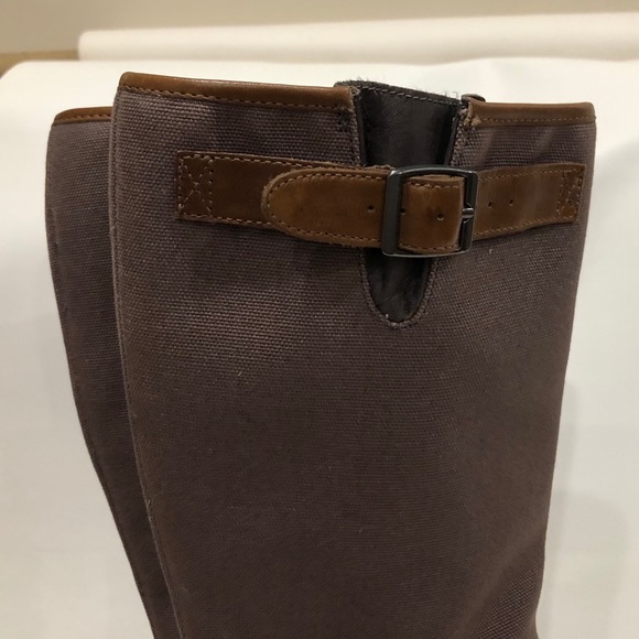 Sorel Lux Leather Wedged Boots Brown Side Zippers - Picture 11 of 16